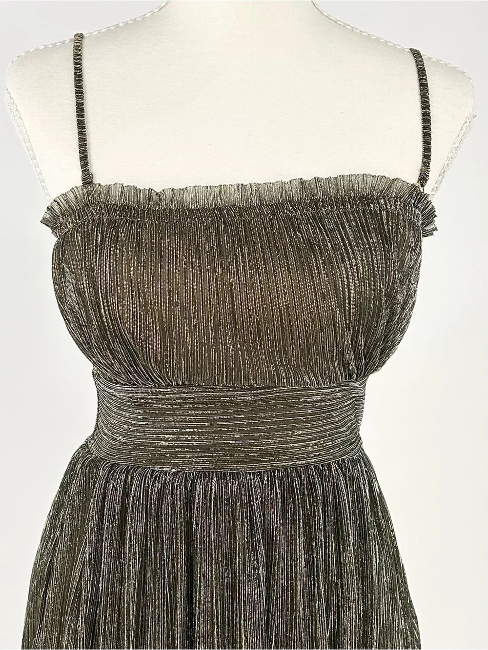 Lost + Wander Le Mysterieux Midi Dress XS Gold Silver Metallic NWT